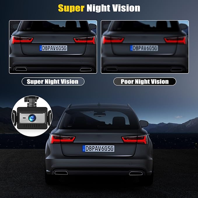 4 Channel Dash Cam Front and Rear Inside Left Right,2.4 Inch 1080P Dash Camera for Cars Car Camera with IR Night Vision,Loop Recording,G-Sensor,Parking Assistance,24H Parking Monitor