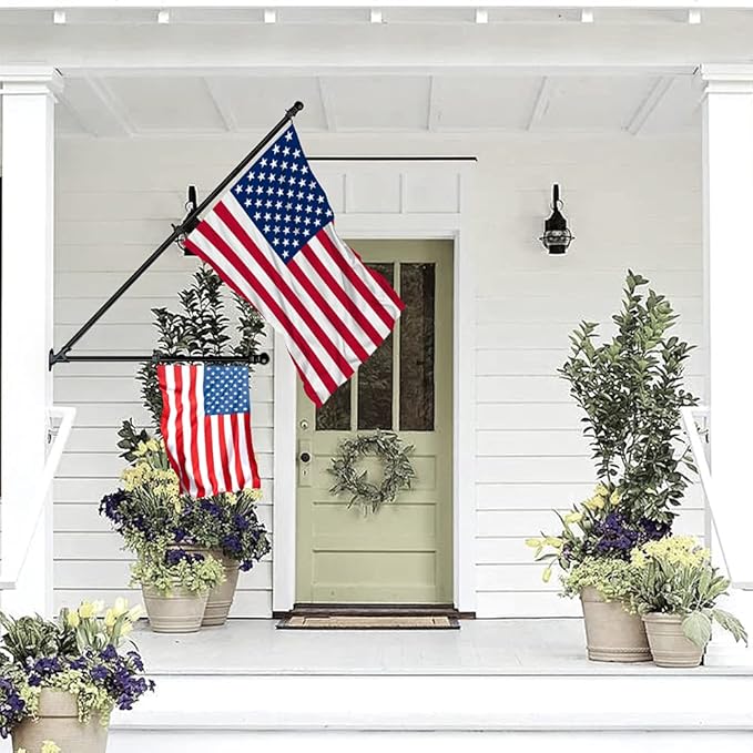 ZMTECH Flag Pole - Upgraded Bracket, (2 Packs) 6 FT Stainless Steel Flag Poles for Outside House, Residential or Commerical, Tangle Free Flag Pole Kit for American Flag (Without Flag, Black)