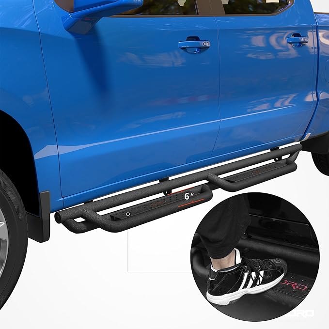 OEDRO Running Boards Compatible with 2019-2025 Chevy Silverado/GMC Sierra 1500, 2020-2025 2500HD 3500HD Crew Cab(Excl. 2019 1500 LD/Limited), Bolt-on Side Steps Steel Nerf Bars