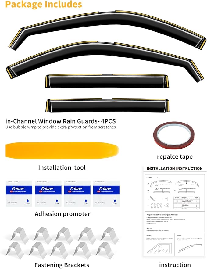 in-Channel Window Rain Guards Fit for Toyota Grand Highlander 2024 2025 Extra Durable Window Visors Window Deflectors Vent Visors Vent Shades Car Accessories-4 pcs 2-Q20