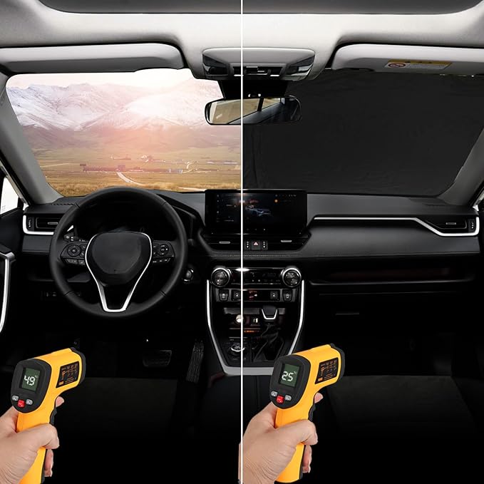 ROCCS Windshield Sun Shade fit for Toyota 4Runner 2010-2023 2024 2025,Foldable Front Window Sunshade Sun Visor Protector Blocks UV Rays Keep Your Car Cooler