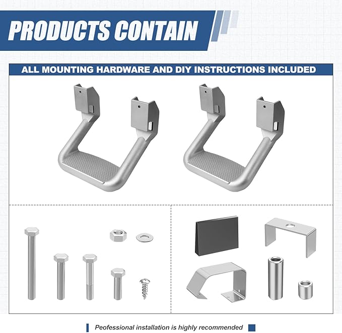 Auto Dynasty 1 Inches Universal Side Step with Mounting Brackets for Pickups & Trucks, Aluminum, Silver Powder Coated, Set of 2