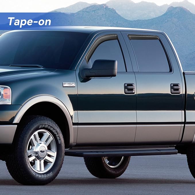 Window Visors Rain Guards for 2004 2005 2006 2007 2008 Ford F150 SuperCrew, Out-Channel Window Vent Wind Deflectors Visors Shades for 06 07 08 Lincoln Mark LT