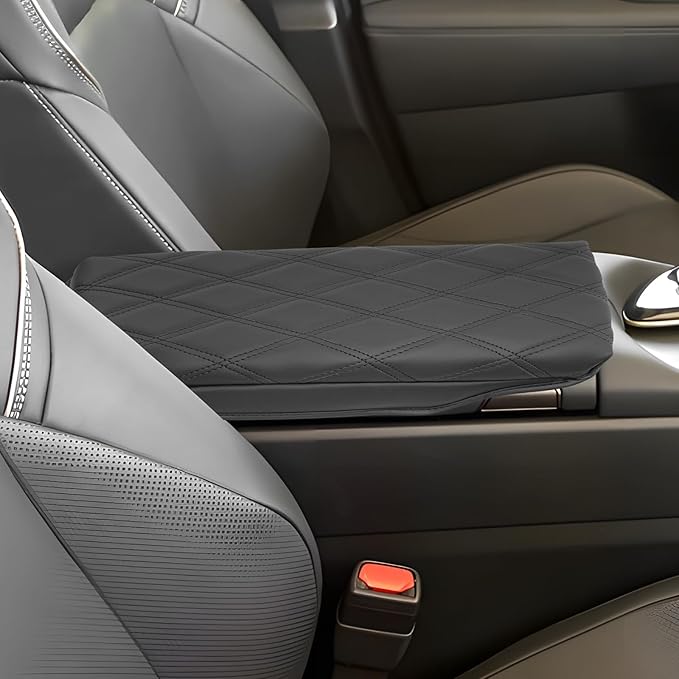 SXCY for 2023 2024 2025 Toyota Crown Armrest Cover Pad for Toyota Crown Accessories 2023-2025 Crown Signia Center Console Cover Cushion 2025 Crown Middle Console Cover (Add-Pad w/Argyle&Black Line)