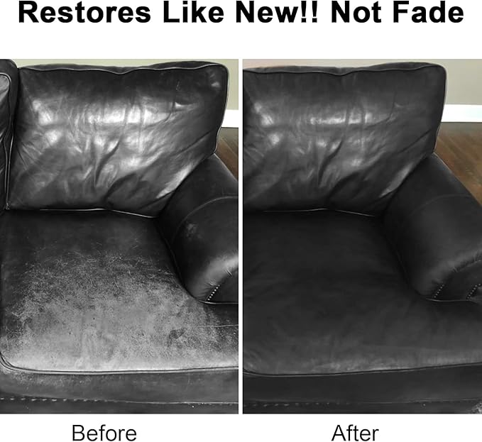 Black Leather Recoloring Balm, Leather Color Restorer Conditioner, Leather Repair Kits for Vinyl Furniture, Sofa, Car Seats, Shoes - Repair Leather Color on Faded & Scratched Leather Couches