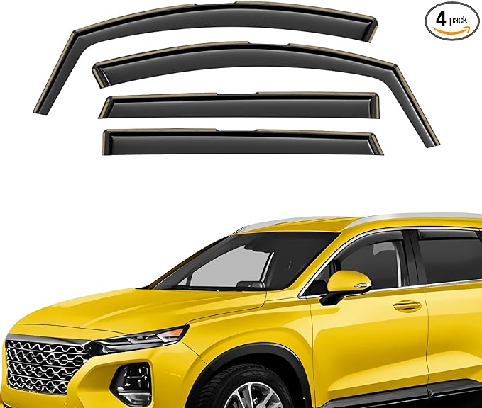 Extra Durable Window Deflectors in-Channel Window Visors Rain Guards Fit for Hyundai Santa Fe 2019-2023, Sun Visors, Wind Vent for Shades, Exterior Car Accessories - 4pcs. AG0728
