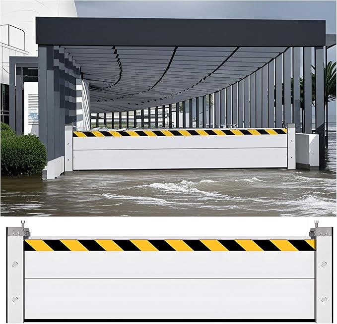 Flood Barriers for Home Exterior - Aluminum Alloy Outdoor Easy Flood Barrier Garage Doors Water Barriers for Flooding,H15.7 Inch/L15.5FT