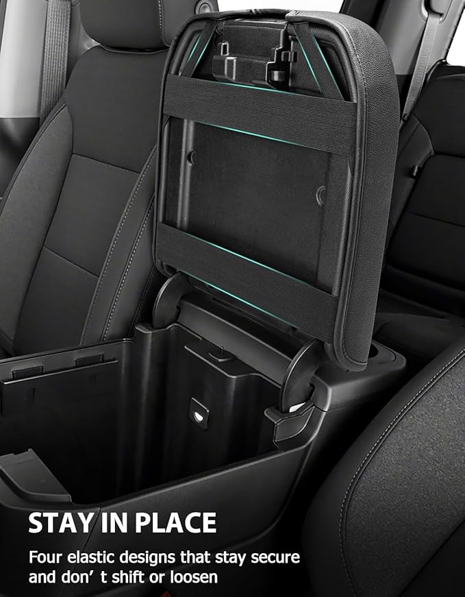 Center Console Cover for Chevy Silverado & GMC Sierra 1500 Accessories 2019-2025, Tahoe & Suburban & Yukon 2021-2025, Vinyl Car Armrest Protector, Floor Console Bucket Seat Only, Anti-Scratch, Black