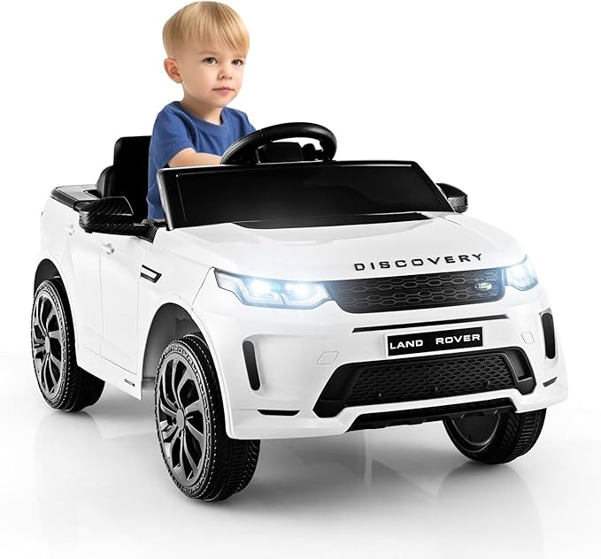 Costzon 12V Kids Ride On Car, Licensed Land Rover Electric Vehicle w/Remote Control, Lockable Doors, Slow Start System, LED Lights & Speed Switch Sound, Music & Horn, MP3 & USB (White)