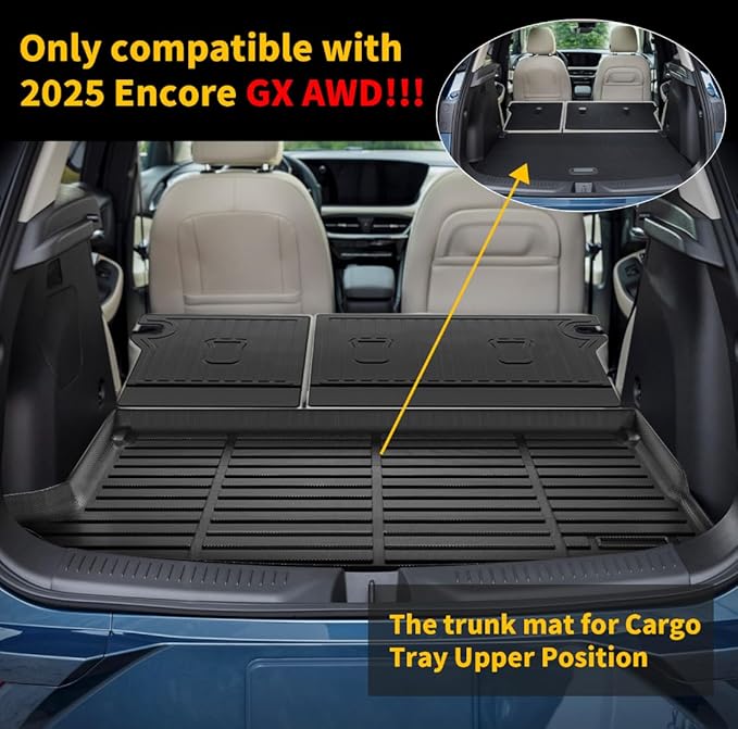 GINOWY-Floor Mats & Cargo Liner for Buick Encore GX AWD 2020-2024 2025 TPE All Weather Encore GX Car Floor Mats Non-Slip Trunk Mat Floor Liners Accessories Black