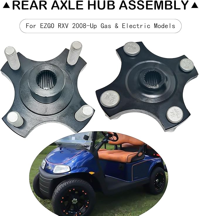 LOSTAR Rear Wheel Hub Flange Plate with Nuts Compatible with 2008-Up EZGO RXV Gas & Electric Golf Cart, 2 PCS Driver and Passenger Side Axle Hub Assembly Replaces 604112
