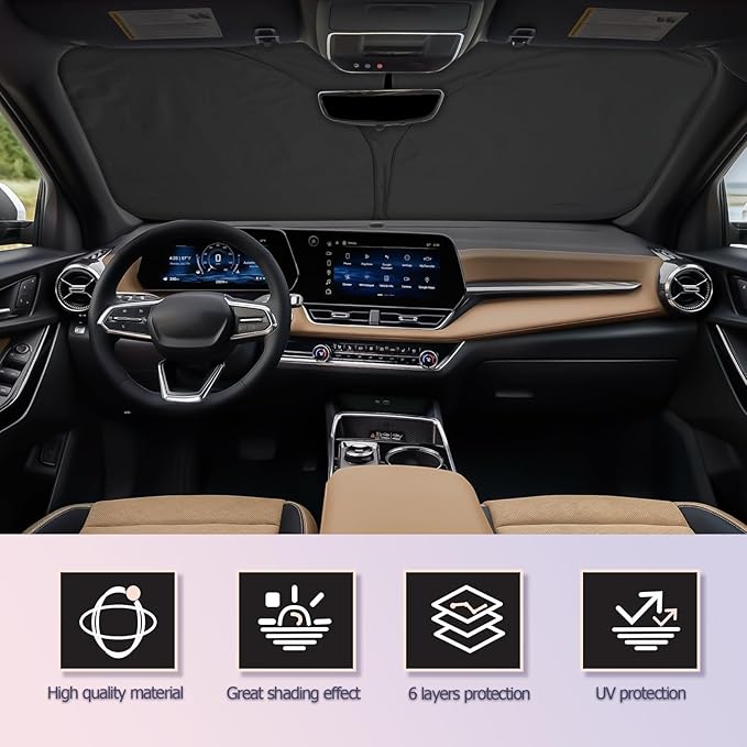 LUWU for 2025 Chevrolet Equinox Windshield Sun Shade Chevrolet Equinox Windshield Sunshades 2025 Chevrolet Equinox Accessories Chevrolet Equinox Sunshade Cover Block UV Ray Front Window Sunshade