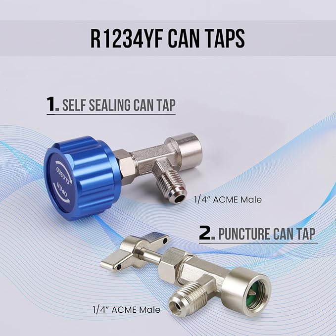 Lichamp Car A/C R1234YF Adapter with Self Sealing Can Tap, AC R1234 Quick Couplers Connectors Kit