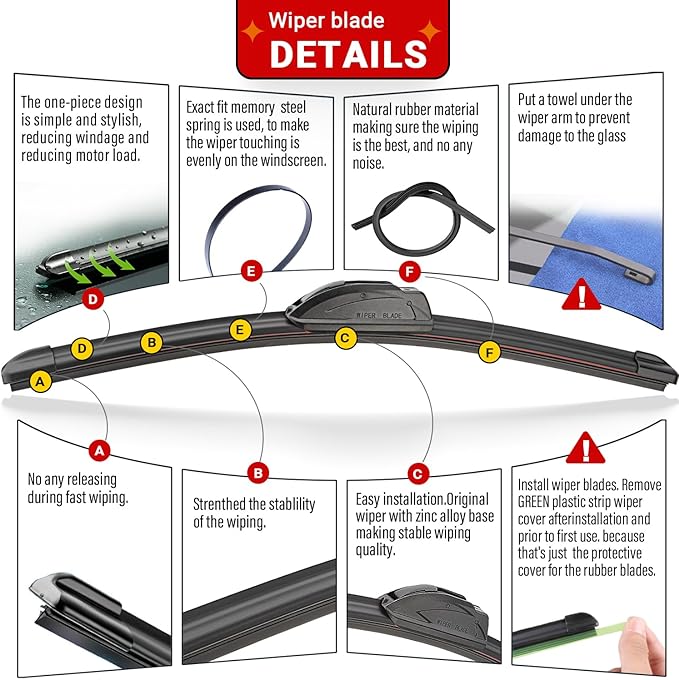 Windshield Wiper Blades Replacement for Chevy Chevrolet Blazer 2019 2020 2021 Original Factory Quality Front Rear Wipers Blade Set for Car - 24" 18" 12" (Pack of 3)