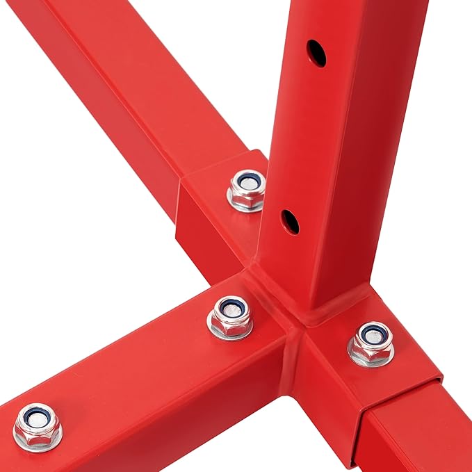 HECASA Bumper Adjustable Storage Rack Steel Floor Mobile Bumper Storage Rack - Double Sided for Automobile Parts Storage Red Powder Coated