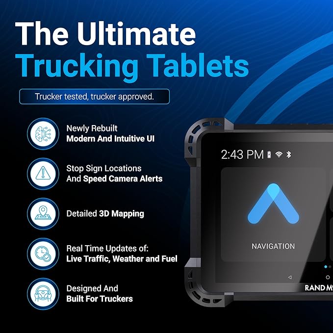 Rand McNally RANDTAB8 8-inch GPS Truck Navigator with Industry's Best Custom Trucking Routes, Rand Navigation 2.0 with 2025 Maps + Built-in Camera