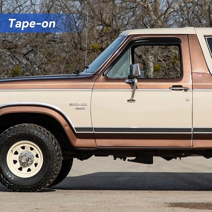 Window Visors Rain Guards for 1980-1996 Ford Bronco, Out-Channel Window Vent Wind Deflectors Visors Shades for 80-96 F150 F250 F350 Standard Cab, for 2 Front Doors
