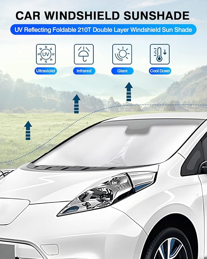 KUST Windshield Sun Shade for Nissan Leaf 2011-2017 Window Shade Sun Visor Cover Foldable Blocks UV Rays Keep Your Car Cooler