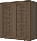 Storage Box Outdoor Caninet,Resin Indoor Storage Box Waterproof Outdoor Storage Cabinets for Patio/Garden/Backyard, Size 34.3''L*15''W*36.2''H(Brown)
