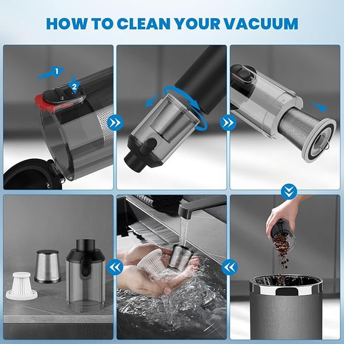 90° Foldable Car Vacuum Portable Cordless 16000PA, 4-in-1 Mini Vacuum Cleaner with Brushless Motor, Handheld Vacuum Cordless Blower/Pump for Car, Home,Office