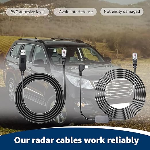 USB-C to RJ11 & USB to RJ11 Radar Detector Cables, 6.56Ft Each, Compatible with Escort, Uniden, Beltronics, Cobra, Radenso XP & More (Premium Replacement Power Cords)