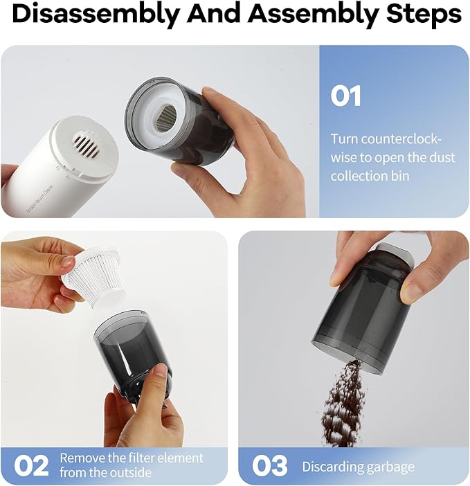 Mini Vacuum Cleaner Cordless, Portable Keyboard Vacuum Cleaner, Wireless Handheld Car Vacuum with 9000 Pa, High Power Rechargeable 2 Speeds, Lightweight Vacuum for Car, Home, Office, Pet