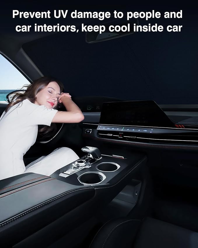 Windshield Sun Shade for Toyota Tundra (Limited, SR5, Platinum, TRD Pro) 2022-2025 2026, Custom Fit Foldable Front Window Sunshade Sun Visor for Tundra Accessories