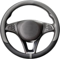 COFIT Breathable Car Steering Wheel Cover 15 inch Auto Universal Leather Wrap Non-Slip Steeringwheel Protector Automotive Interior Accessories, Grey (Suit for 14.5-15 inch)