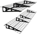 2 Pack 2x6 FT Garage Shelving Wall Mounted, 24x70 inch Floating Shelves, Heavy Duty Storage Rack, Black 440lbs Each Floor Bearing
