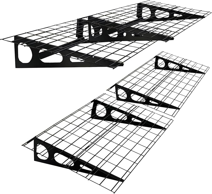 2 Pack 2x6 FT Garage Shelving Wall Mounted, 24x70 inch Floating Shelves, Heavy Duty Storage Rack, Black 440lbs Each Floor Bearing