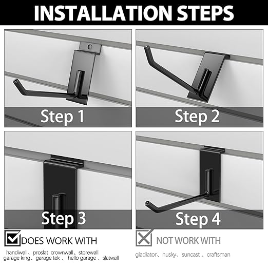 3-H Slatwall Accessories - 30 Pack, 4 Inch Slat Wall Hooks & Hangers, Heavy Duty, Proslat Compatible