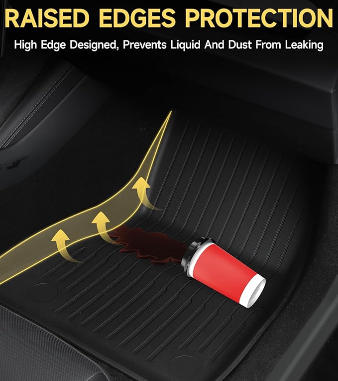 Floor Mats for 2024-2025 Tesla Model 3 Highland, Full Set All-Weather TPE Waterproof Cargo Liners, Non-Slip Front and Rear Trunk Mats, Set of 6