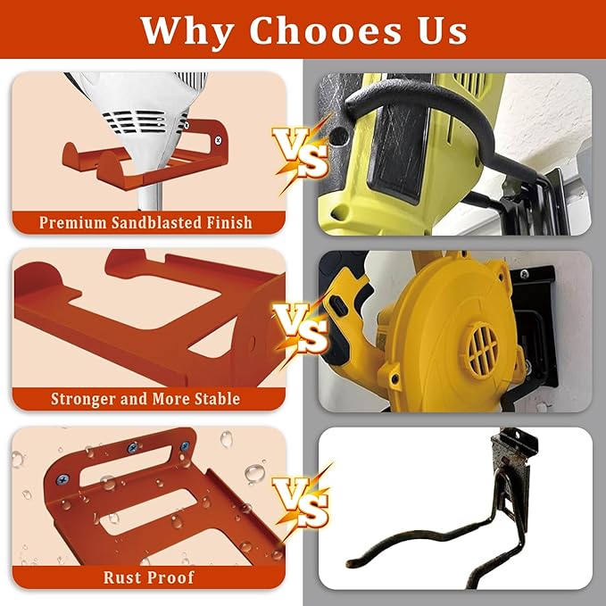 Weed Eater Hanger -1 Pack Heavy Duty Trimmer Rack Wall Mount for Grass Trimmer, Garden Tool Rack/Bracket, Wall Mount Tool Hanger, Shed Storage, Weed Wacker Holder