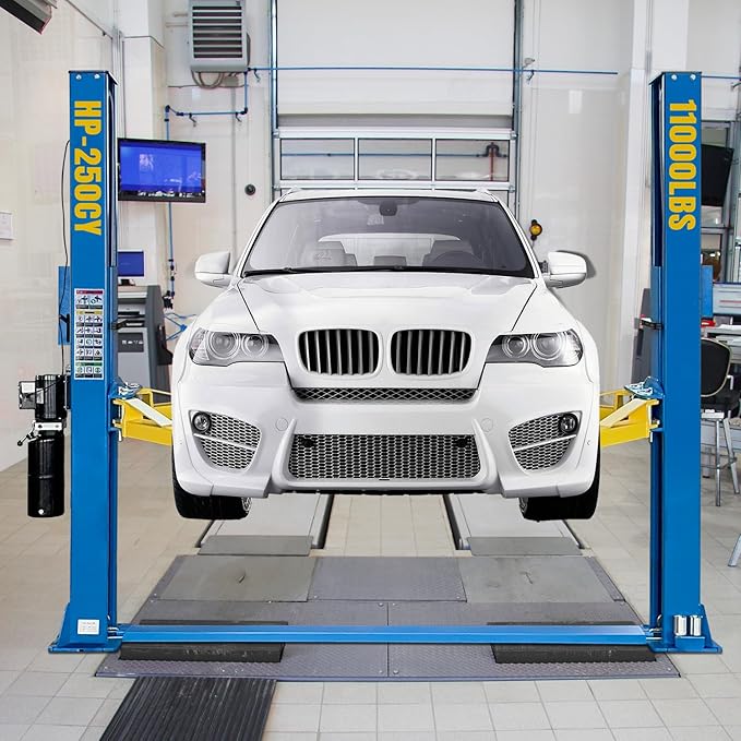 110V Two Post Car Lift 11,000 LBS, Single-Sided Unlocking Heavy Duty Floor Plate 2 Posts Auto Hoist Truck Lift for Garage 3 Year Warranty