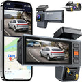 4K Dash Cam Front and Rear and Inside, UHD 2160P Night Vision 3 Channel Dash Camera for Cars, 3.16'' IPS Screen Dual Dashcam with Speed Recording, App Control,24H Parking Mode,G-Sensor