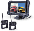 Digital Wireless Backup Camera System, Dual HD 720P Camera with Infrared Night Vision and Wide Viewing Angles, 7inch Wireless Monitor Split Screen for Trailer, RVs, Camper, 5th Wheel, etc