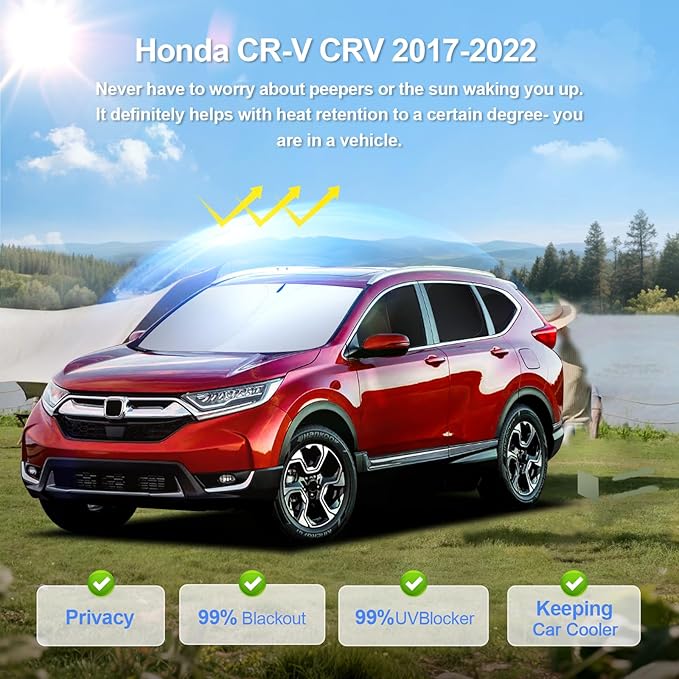 8pcs Car Window Shades for Honda CR-V CRV 2017-2022 Accessories,Windshield Side Rear Full Sunshade,Sun Visor UV Blocking, Privacy Protection and Blackout for Camping Outdoor