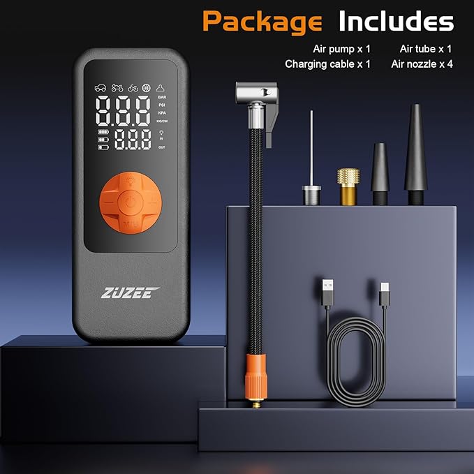 Tire Inflator Portable Air Compressor, 4X Faster Inflation & High-Capacity Battery, Tire Pump with Digital Pressure Gauge & LED Light, 150PSI Air Pump for Car Tires, Motorcycle, Bike, Ball, etc