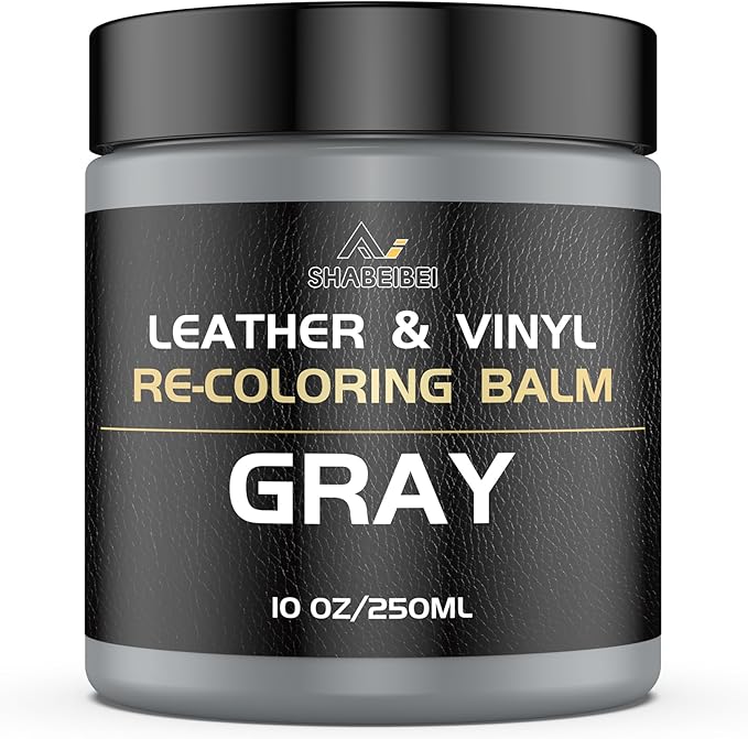 Leather Recoloring Balm,10oz Leather Color Restorer Leather Repair Kit for Furniture Car Leather Scratch Remover, Gray Leather Color Restorer for Couches,Leather Dye Paint for Faded