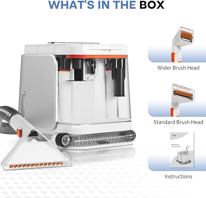 Portable Carpet and Upholstery Cleaner Machine - Multi-Surface Cleaner, Couch & Rug Shampooer with Powerful Suction, Handheld Cleaner for Pets, Spot, Stain, Car & Auto Detailer, Silver