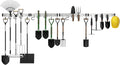 69'' Aluminum Alloy Garage Tool Organizer Hooks,Broom Holder Wall Mount, Adjustable Garden Wall Mount Holder for Hanging Shovel Broom Rake Bulk Items and More
