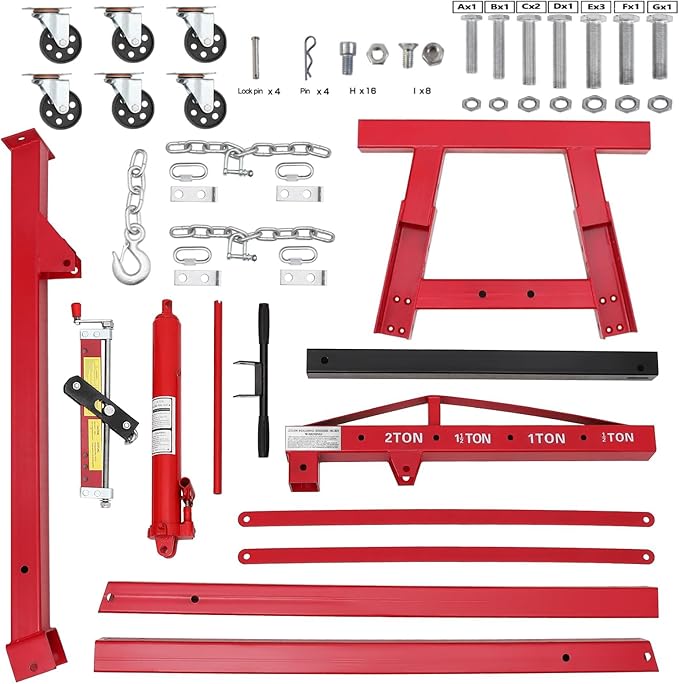 5000 LBS Engine Hoist with Load Leveler, Heavy Duty Alloy Steel Folding Cherry Picker Engine Hoist with 8 Ton Hydraulic Long Ram Jack, Ease of Assembly 2 Ton Engine Hoist for Workshop Warehouse Garage