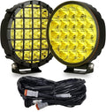 BIGLIONX 6inch 2pcs Amber Round LED Offroad Lights Amber Offroad Driving Fog Lights with Wiring Harness 210W 32000LM Waterproof IP68 IP69K 12V 24V for Pickup Trucks ATV UTV SUV