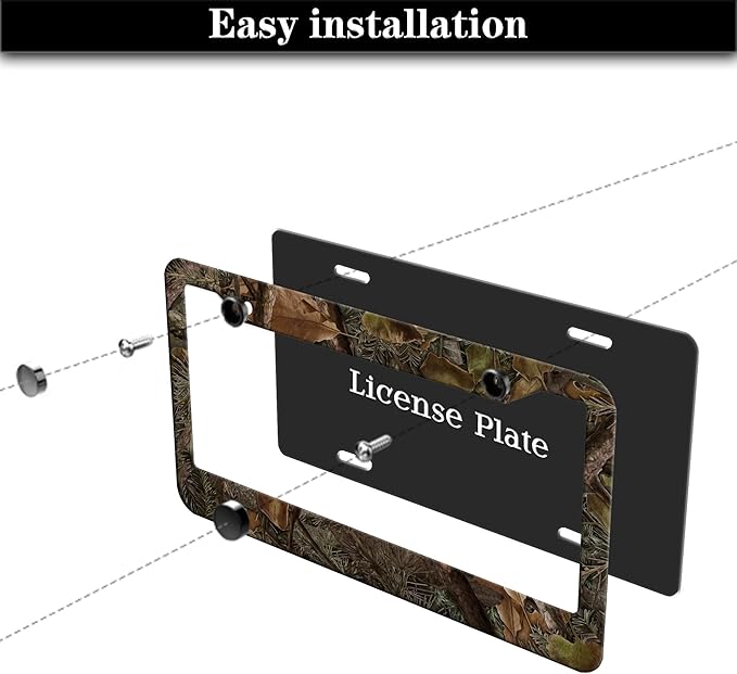 License Plate Mount for Men Multicolor License Plate Frames for Women Camo Universal Aluminum Car Accessory 2 Pack with Screw Covers Set