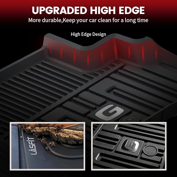 LASFIT Floor Mats & Trunk Mat for Mercedes Benz G Class 2026 2025 2024 2023 2022-2019 G550 / G580 / G63 AMG SUV, All Weather TPE Custom Fit Car Mats for G Class, 1st & 2nd Row Floor Liners & Cargo Mat