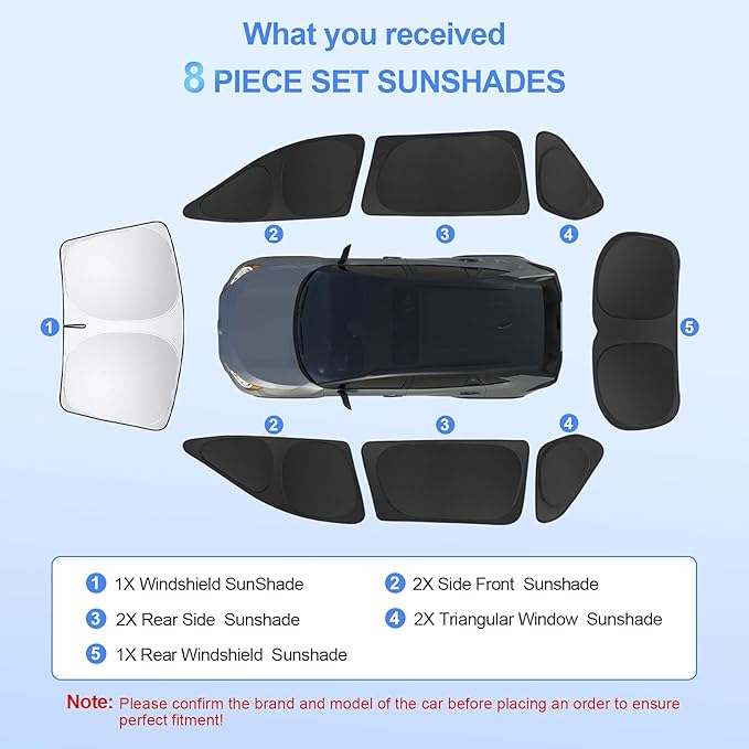 8pcs Car Window Shades for Toyota RAV4 2019-Present Accessories,Windshield Side Rear Full Sunshade,Sun Visor UV Blocking, Privacy Protection and Blackout for Camping Outdoor