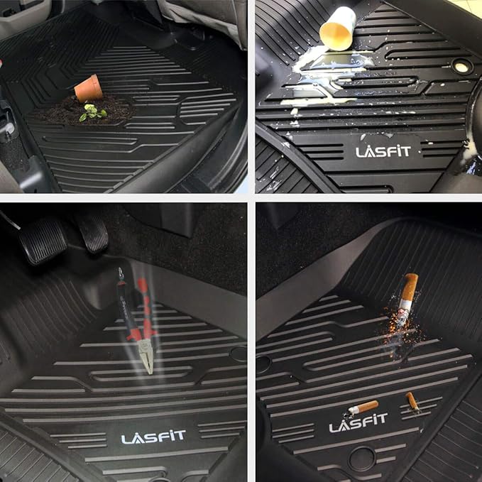 LASFIT Floor Mats Fit for Volkswagen Tiguan 2024 2023 2022 2021 2020 2019 2018 (Only for 5 Seater) All Weather TPE Custom Fit Floor Liners for 1st and 2nd Rows Car Mats for VW Tiguan 2018-2024, Black