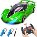 RC Cars - Remote Control Car for Kids, 2.4GHz Sport Racing Hobby Electric High Speed Drift Model Vehicle with Led Headlight and 2 Controller Rechargeable,Toys Car for Boys Age 4-7 8-12(Green)