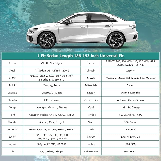 16 Layers Car Cover Waterproof All Weather, Heavy Duty Outdoor Car Cover Universal Fit Sedan Toyota Camry, Tesla Model 3, Honda Accord, Nissan Altima, Kia K5/Stinger, Hyundai Sonata etc.