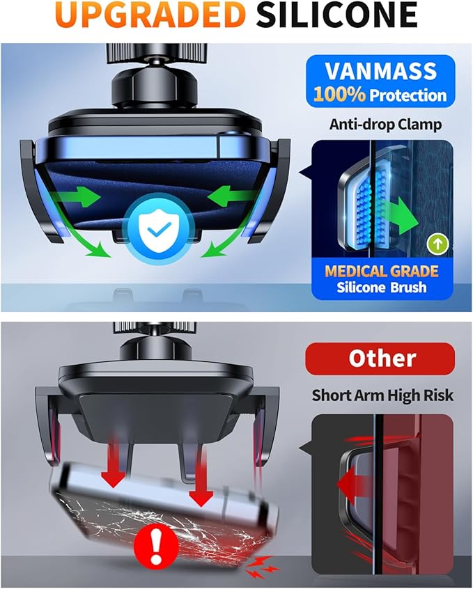 VANMASS 2025 Upgraded Car Phone Holder, [85+LBS Strongest Suction] Patent Safety Cell Phone Mount Windshield Dashboard Vent Truck Accessories Stand Cradle for iPhone 16 Pro Max 15 14 13 Android